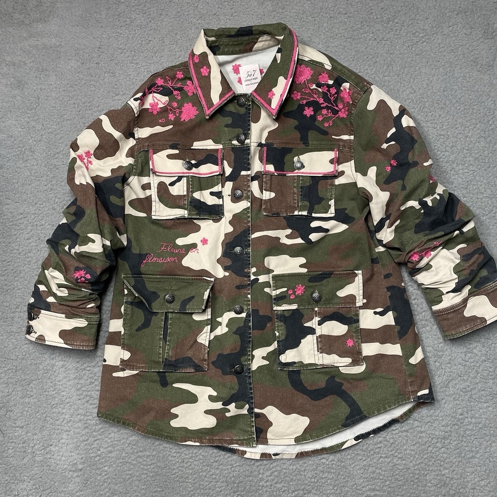 Cinq a sept Women's Camo Floral Classic Multi Vine Vera Camo Jacket Size Medium